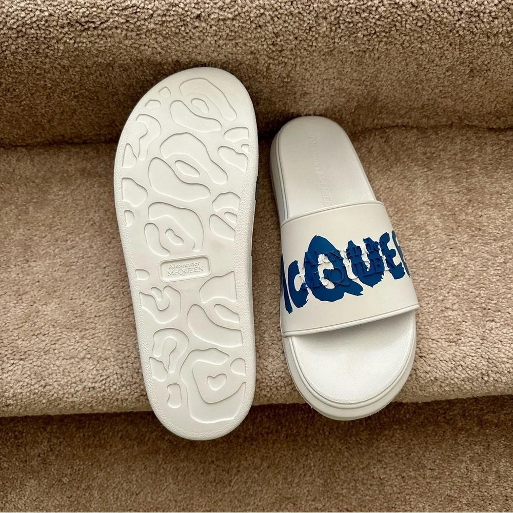 New! Mens Alexander McQueen Graffiti Rubber Pool Slide Mens Size EU 43 US 10 - Picture 7 of 7